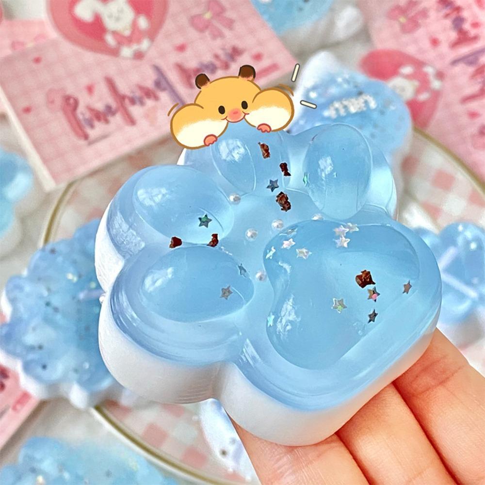 Squishy Cat Paw Waffle Doughnut Stress Relief Toy, Soft Squeeze Sensory Fidget Toy for Adults Kids, ASMR Fun Party Gift