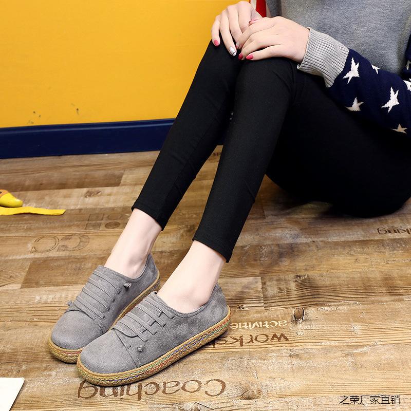 Large size shoes, student canvas shoes, new retro round head women's shoes, flat-soled versatile single shoes, lazy glory