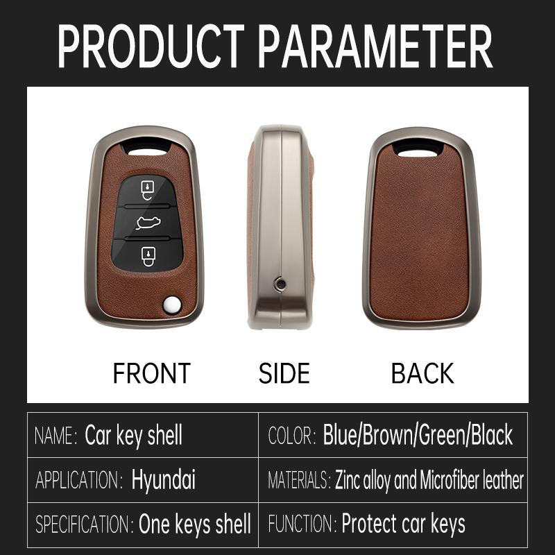 Zinc Alloy +Leather Car Key Case For Hyundai I20 I30 Ix20 Ix25 Ix35 Elantra Accent For KIA Rio 3 Soul Optima Ceed Pro K5 Pride