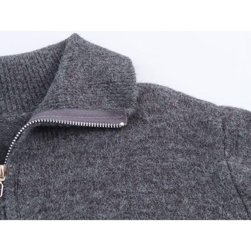 Kaslead New Women clothes Western Style Fashion Simple and Versatile Embroidery Zip-up Pullover Knit