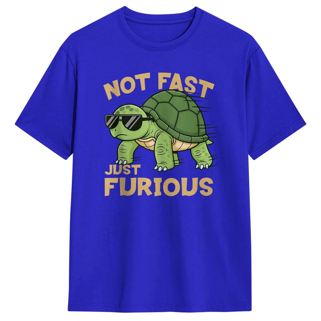 Vintage T Shirt Summer Not Fast Just Furious Turtle Funny Attitude Meme Trending TShirts Cotton Tee Shirt Unisexs Classic Clothes