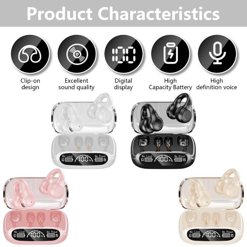 Touch Control Wireless Headsets Bone Conductions Headsets with LED Display and Long Lasts Battery for Outdoor Use