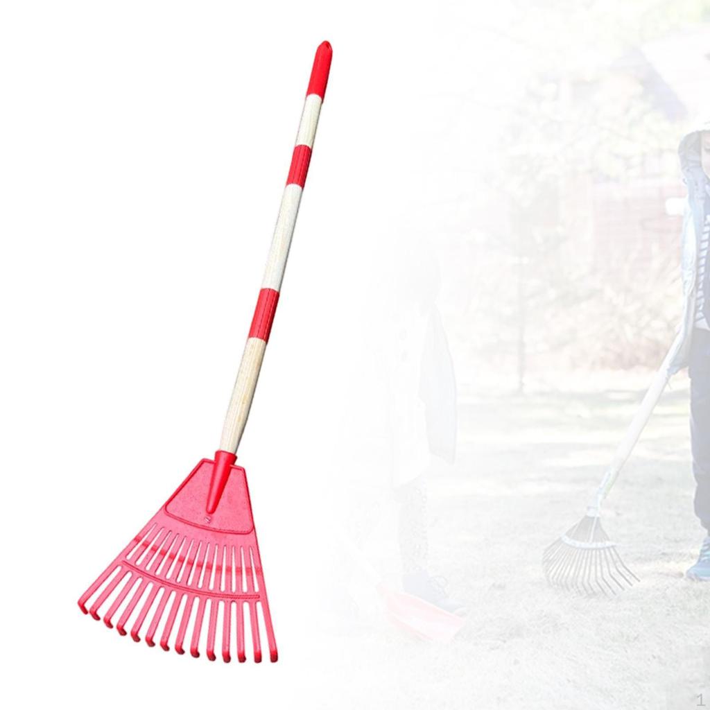 Detachable Leaf Rake with Wood Handle for Kids in Flower Beds