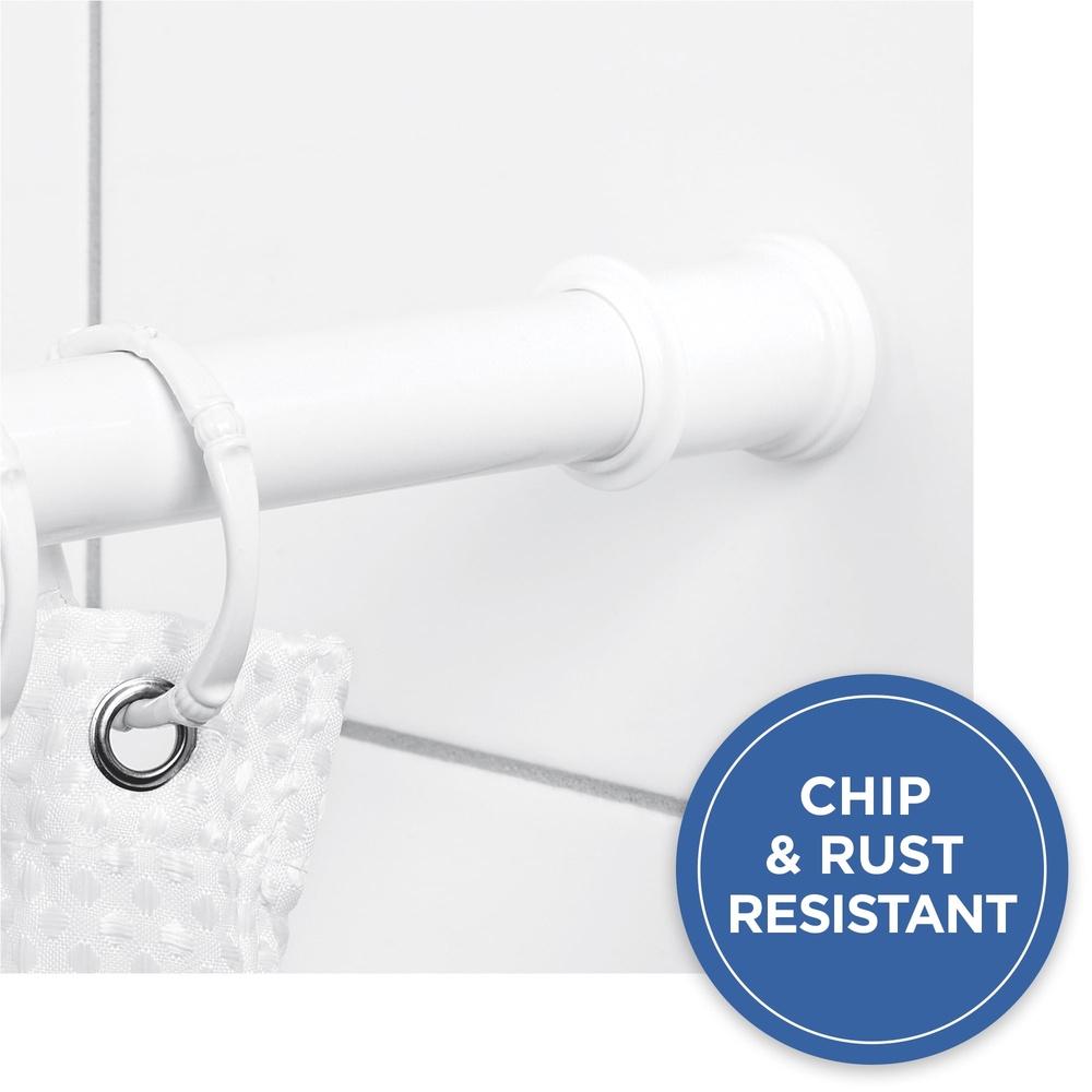 Adjustable Tension Shower Curtain Rod 27 to 40 Inches No Tools Installation Durable Steel Non-Slip End Caps Rust Resistant
