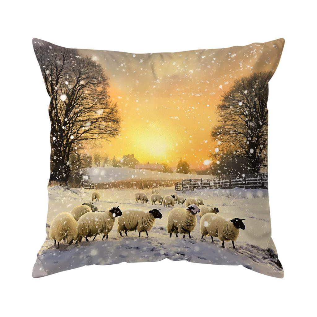 Retro Christmas Stylecushions Pillowcase Polyester Cushion Cover Throw Pillow Sofa Decoration Pillowcover Home Decor