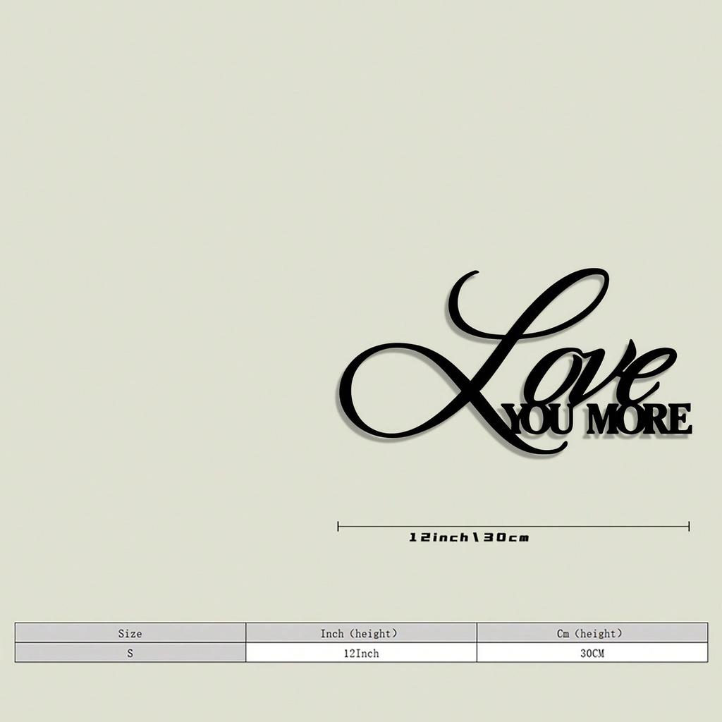 Metal Wall Decor Love You More in Cursive Iron Art Hanging Ornament for Living Room Garden Wedding