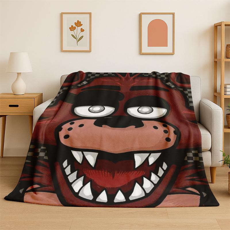 Classic F-FNAF Horror Game Freddy Flannel Blanket Soft Warm Throw Blanket for Bedroom Living Room Bed Travel Camping Picnic