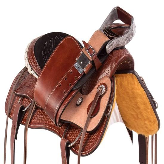Selle Western Sans Arçon Deen Enterprises - Cuir Supérieur - Siège 35.6-45.7cm - Pour Course Et Trail