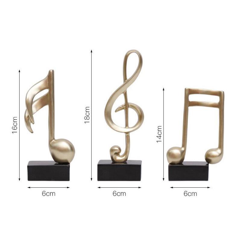 Resin Sculpture Simple Gold Note Piano Sculpture Ornament Music instruments Dance studio home bookshelf piano room home decor