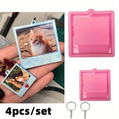 4PCS/SET Photo Frame Keychain Epoxy Resin Mold Earring Pendant Silicone Mould Polymer Clay Jewelry Necklace Mold DIY Resin Crafts