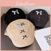 Retro Beret With Bow Decor And Cute Dogs Embroidered Design For Use Daily