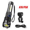 Rechargeable Bike Light,Zoomable LED Headlight with COB Side Light,7 Modes Waterproof, High Power Flashlight for Cycling Camping