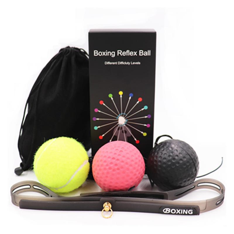 1 set of boxing reaction ball silicone anti-sweat headband boxing ball fitness decompression vent ball boxing training equipment