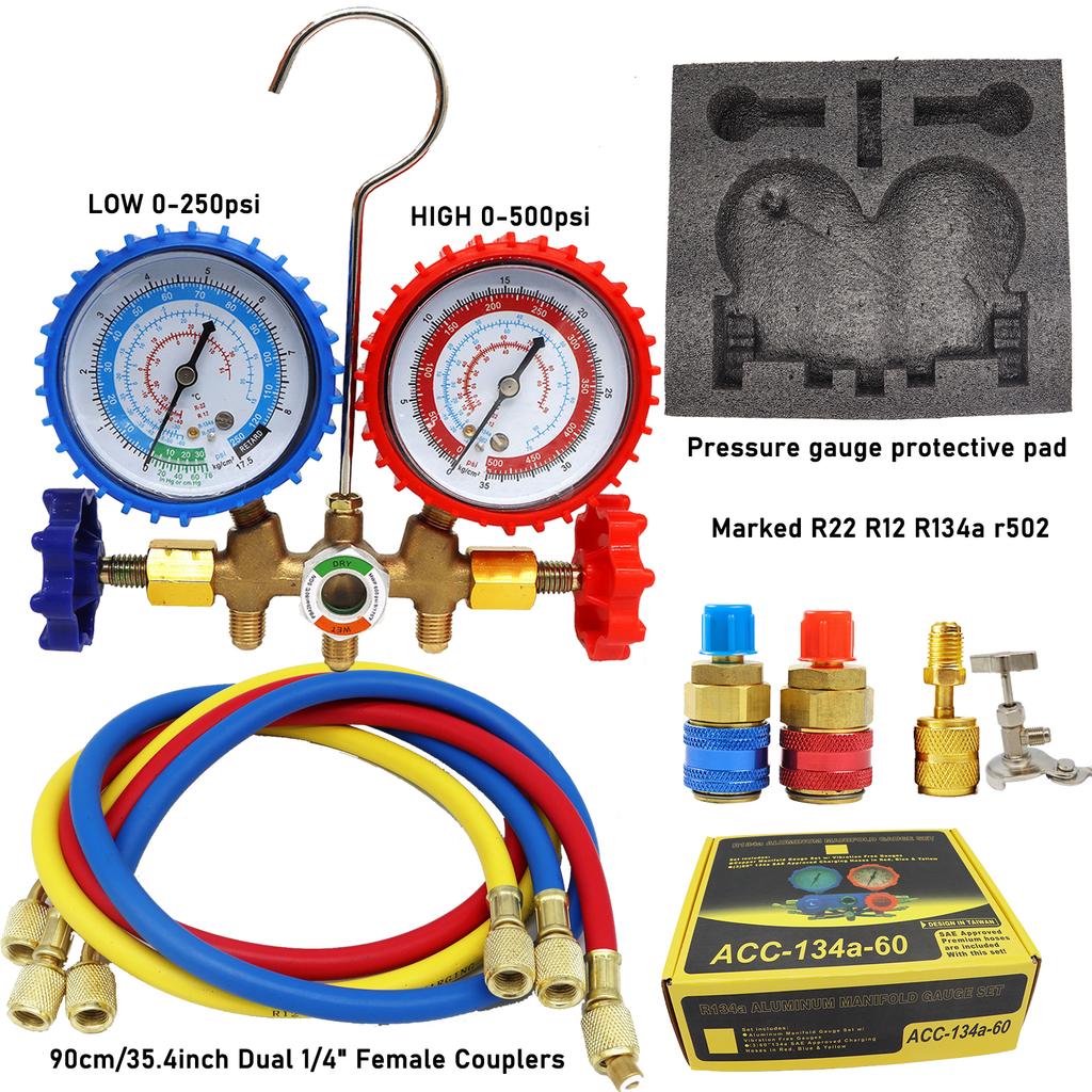 R134a R22 R12 R502 Refrigerant Manifold Meter Set AC Manifold Meter Set Refrigerant Diagnostic Meter Set Air Conditioning Tool