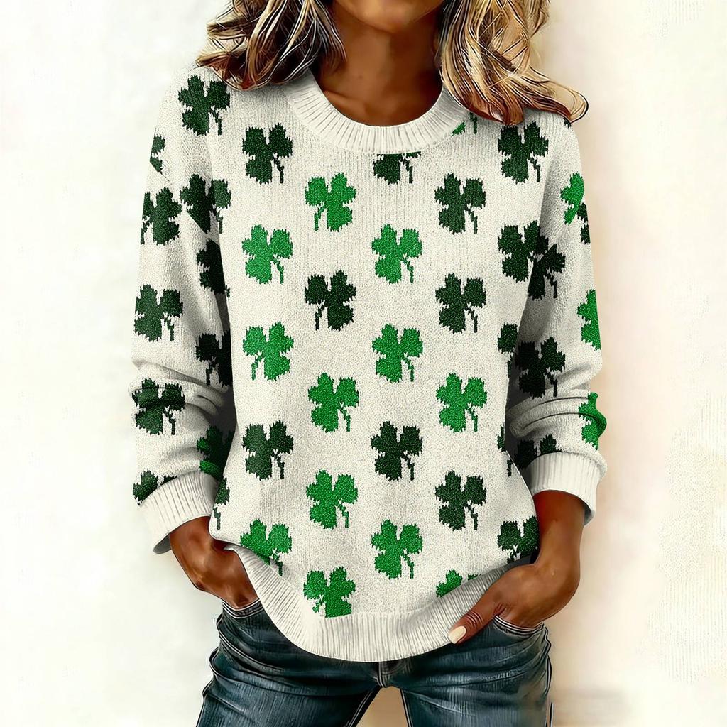 Women'S St. Patrick's Day Sweater Cute Fun Patrick's Day Sweater Spring  Long Sleeve Knitted Sweater