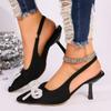 Fashion Women's Shoes 2024 Brand Slingbacks Women's High Heels Fashion Butterfly-knot Office and Career Sexy Pointed Toe Toe Cap Sandals