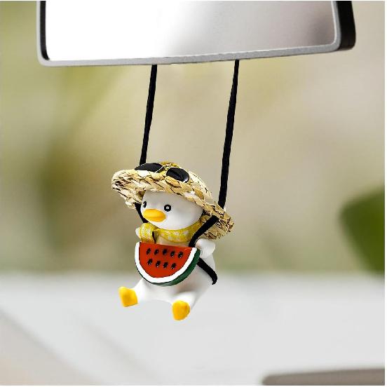 Cool Swinging Duck Car Hanging Ornament, Swing Duck Pendant Rearview Mirror Decoration, Cute Swinging Ducks Interior Mirror Hanging Accessories for