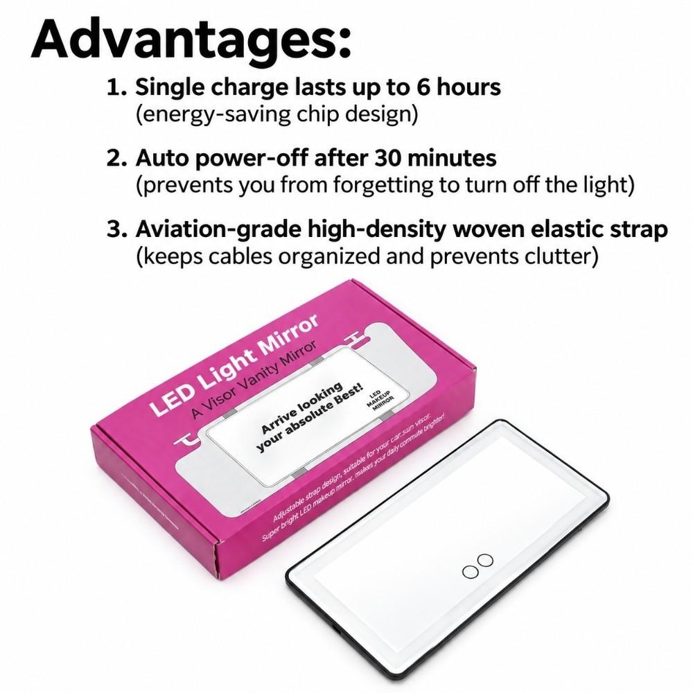 Rechargeable Car Sun Visor Mirror Sun-Shading Design Makeup Mirror All Car Universal Car