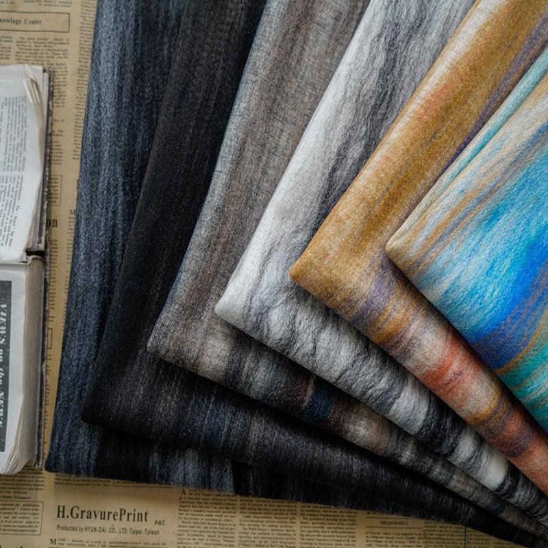 Distinctive Oil Painting Knitting Dream Embroidery Aurora Borealis Color Autumn and Winter Fashion Fabrics Weft Elastic Wool Craft Design Art Fabrics
