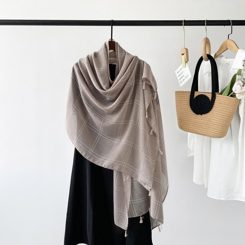 Solid Color Scarf for Women's Sunscreen Scarf Mid-length Scarf Monochrome Light Shawl Breathable Sweat-absorbing Scarf