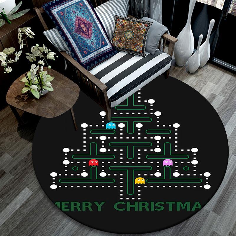 GAME Pac‑Man Pattern Round rug,Carpet Rug for Living Room Bedroom Playroom ,Non-slip Floor Mat,Holiday Gifts and Birthday Gifts.