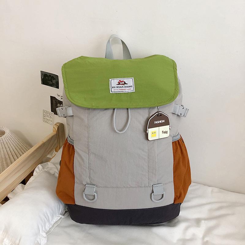 Unisex Stylish Colorblock Backpack: Lightweight, Trendy, and Versatile Student Bookbag