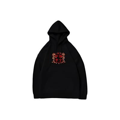 Li-Ning Sudadera con capucha con bordado de dragón para desfile de la Semana de la Moda de Nueva York Unisex Negro AWDNB89-1