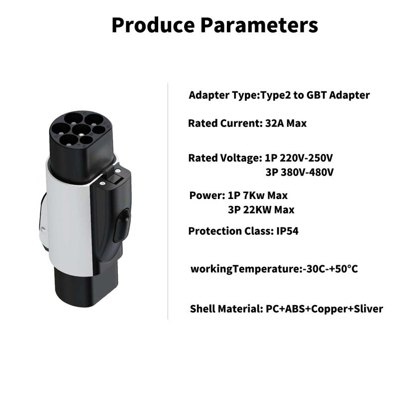 NTO Type2 to GBT Adapter 7.2kW/22kW Compatible with Type 2 Charger for Electric Cars with Chinese GB/T Charging Socket