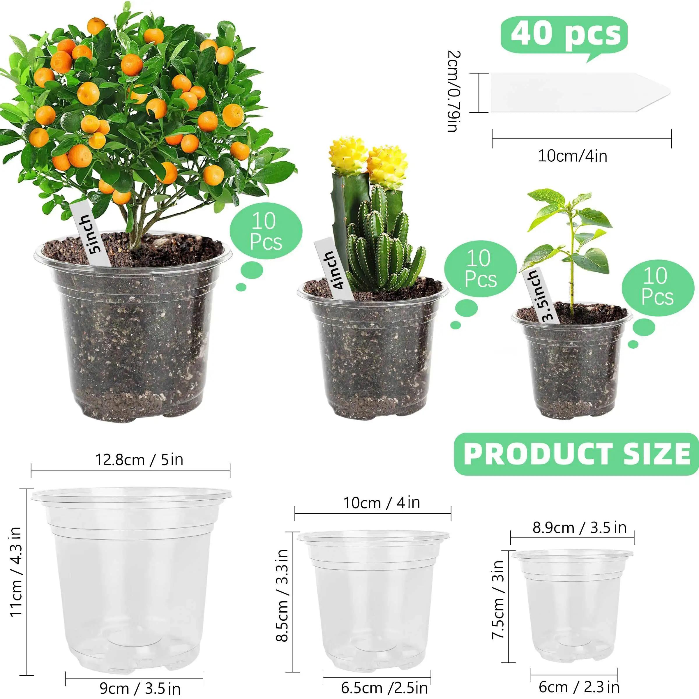 

30 Packs Reinforced Clear Nursery Pots with Drainage Hole, Transparent Variety Pack Plastic Plant Pot Seedling