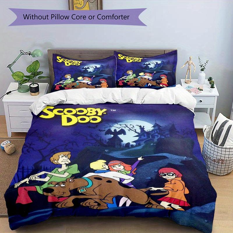 3dílná sada povlaků na přikrývku Scooby Doo Mystery - Měkké a útulné povlečení pro ložnici, pokoj pro hosty a kolej, 3dílná sada 1 povlak na přikrývku + 2 povlaky na polštář