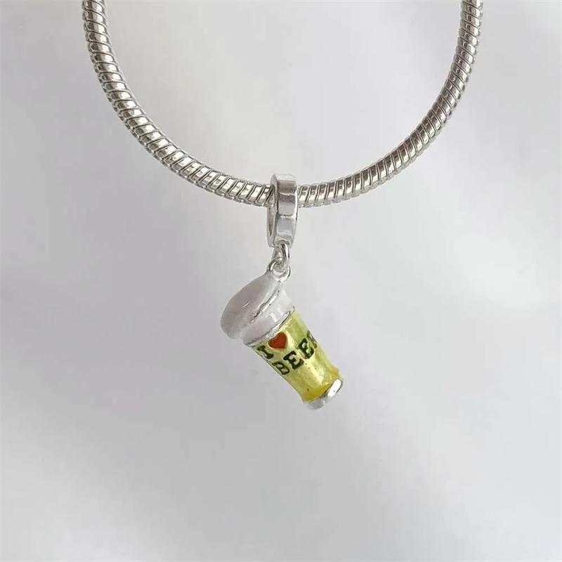 New Copper Coffee Cup Champagne Bead Fit Pendant Charm Copper Original Bracelet Trinket Diy Women Jewelry
