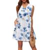 Women's Casual Fashion Breathable V-neck Vest With Pockets Floral Holiday Dress