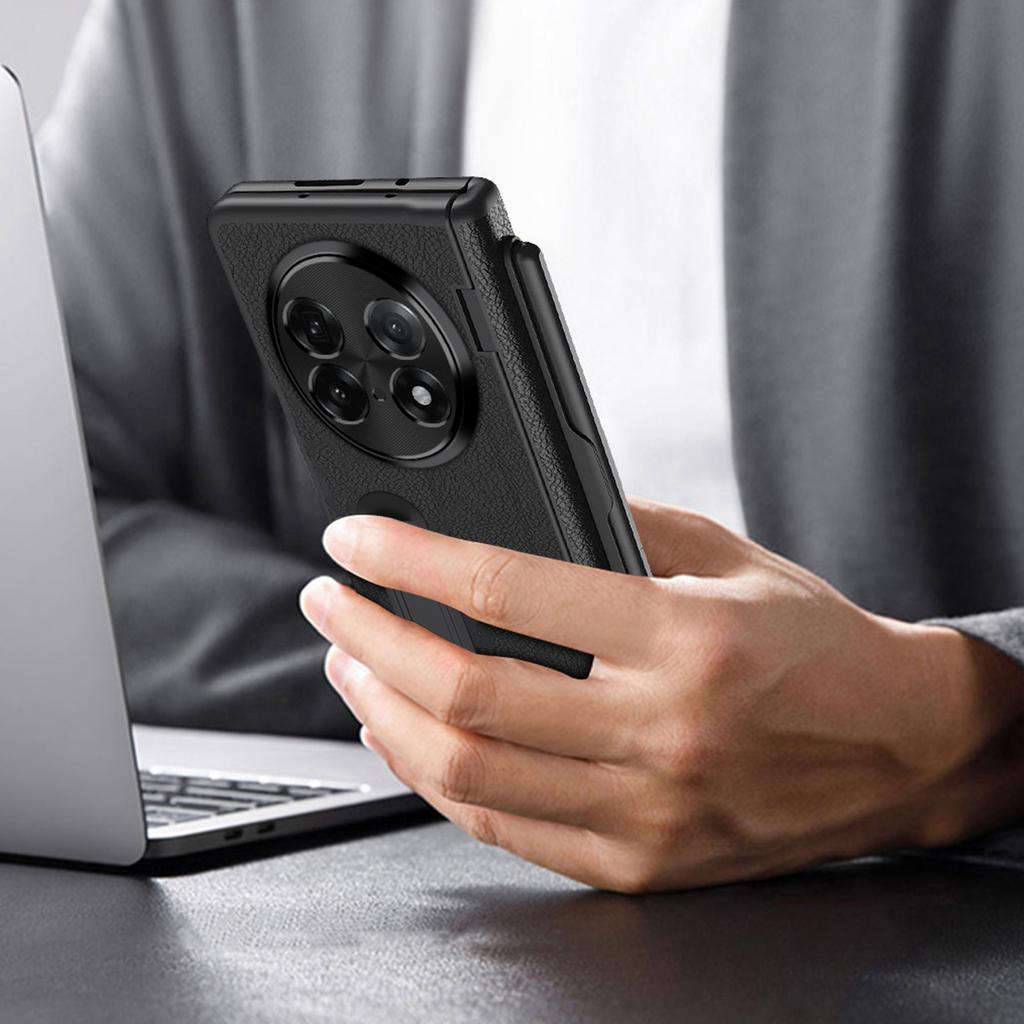 Für Oppo Find N5 5G Hülle Ständer PC+PU Leder Faltbare Handyhülle mit Displayschutzfolie und Stift