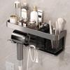 Bathroom Shelf Aluminum Alloy Hair Dryer Holder Bathroom Storage Organizer Wall Bathroom Shelf No Drilling Toilet Wall Shelf