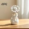 Mini White Flower Decor 3D Printed Sunflower Ornament Nordic Style Matte Desk Decor Artistic Sculpture Aesthetic Table Shelf Decoration Minimalist