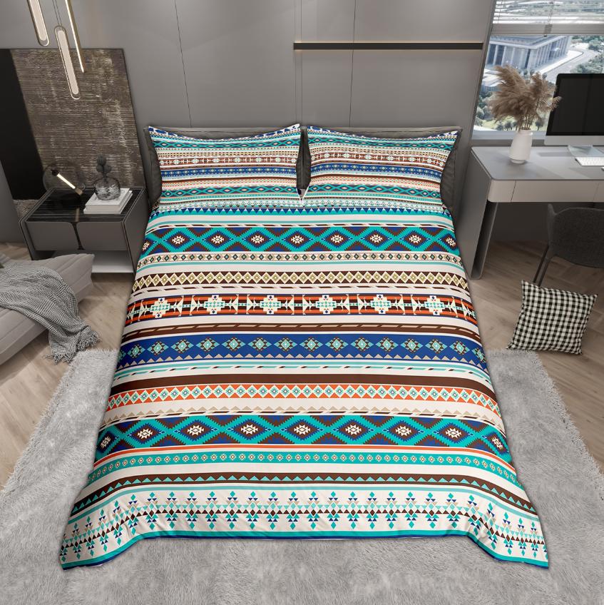 Homewish Vintage Aztec Bettwäsche-Set 2-teilig/3-teilig Bohemian Geometrie Bettwäsche Südwestliches Stammesmuster Bettbezug-Set