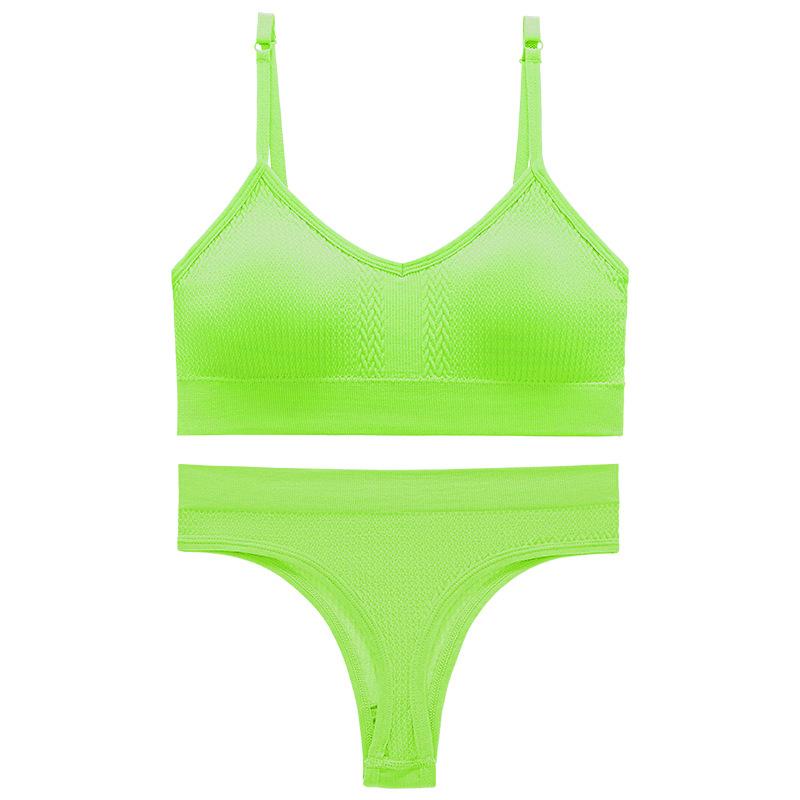 Underwear Set Female Thin Section Large Size Without Steel Ring Sexy Halter Beauty Undershirt Adjustable Small Breasts Gathered French Bra Set