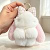 Hair Bow Plush Rabbit Keychain Rabbit Fur Bag Hanging Pendant Accessory Rabbit Plush Keychain  Car
