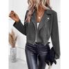 European and American Winter Slim fit Short Lapel Zip-up Jacket Short coat Women Short Jacket for Women
