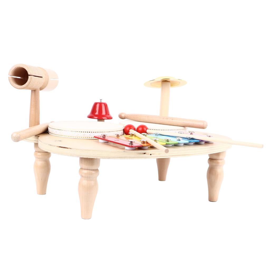 Kids Drum Set Wooden Educational Percussion All in 1 Musical Instruments for Girls Boys Gifts