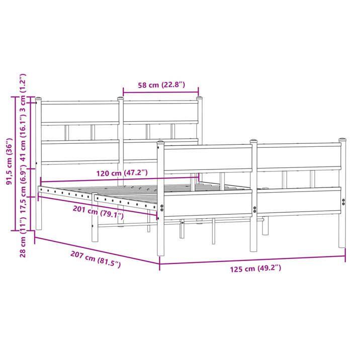 VidaXL Cadre de lit sans matelas avec tête de lit et pied de lit, lit double, meuble de chambre à coucher, lit d'invité, 4017167