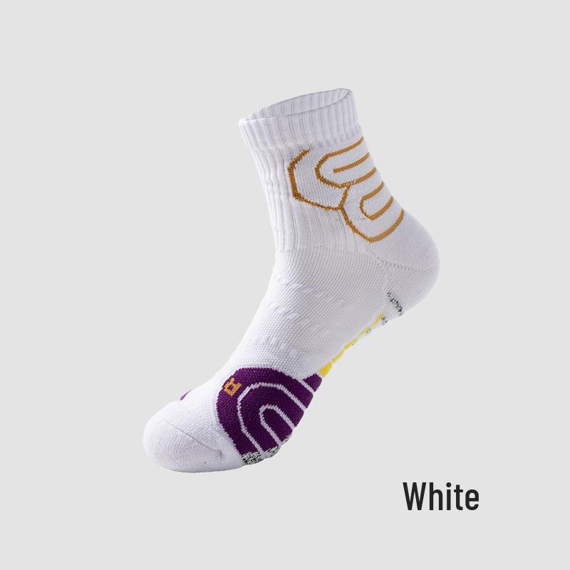 

Unisex Breathable Non-Slip Thickened Towel Bottom Mid-Calf Sports Socks for Basketball & Running Large 39-44 белый