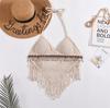 Lace-up Neck Small Vest, Sling Women's Summer Short Style with Chest Pad Inside, Backless Hollow Tube Top Embroidered Vest