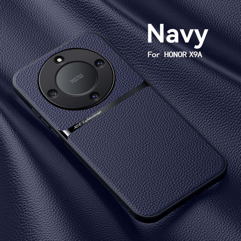 

Чехол для Honor X9a Роскошная кожа с металлической пластиной Чехлы для телефона для Honor X9a HonorX9a X 9 a 6.67 Магнитный автомобильный держатель Задняя крышка For Honor X9A