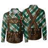 Men’s 3D Printed Plaid Long Sleeve Button Down Shirt with Classic Collar Relaxed Fit for Festival Party Outdoor Casual Wear