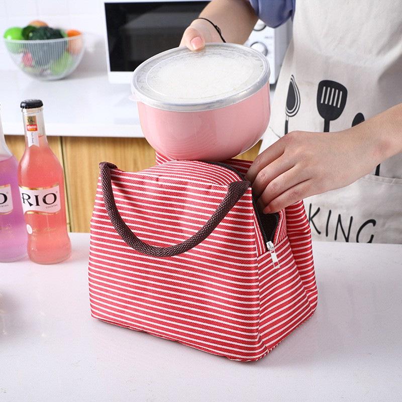 Insulated Oxford Cloth Striped Lunch and Picnic Bag - Large, Waterproof, B Style Ice Bag