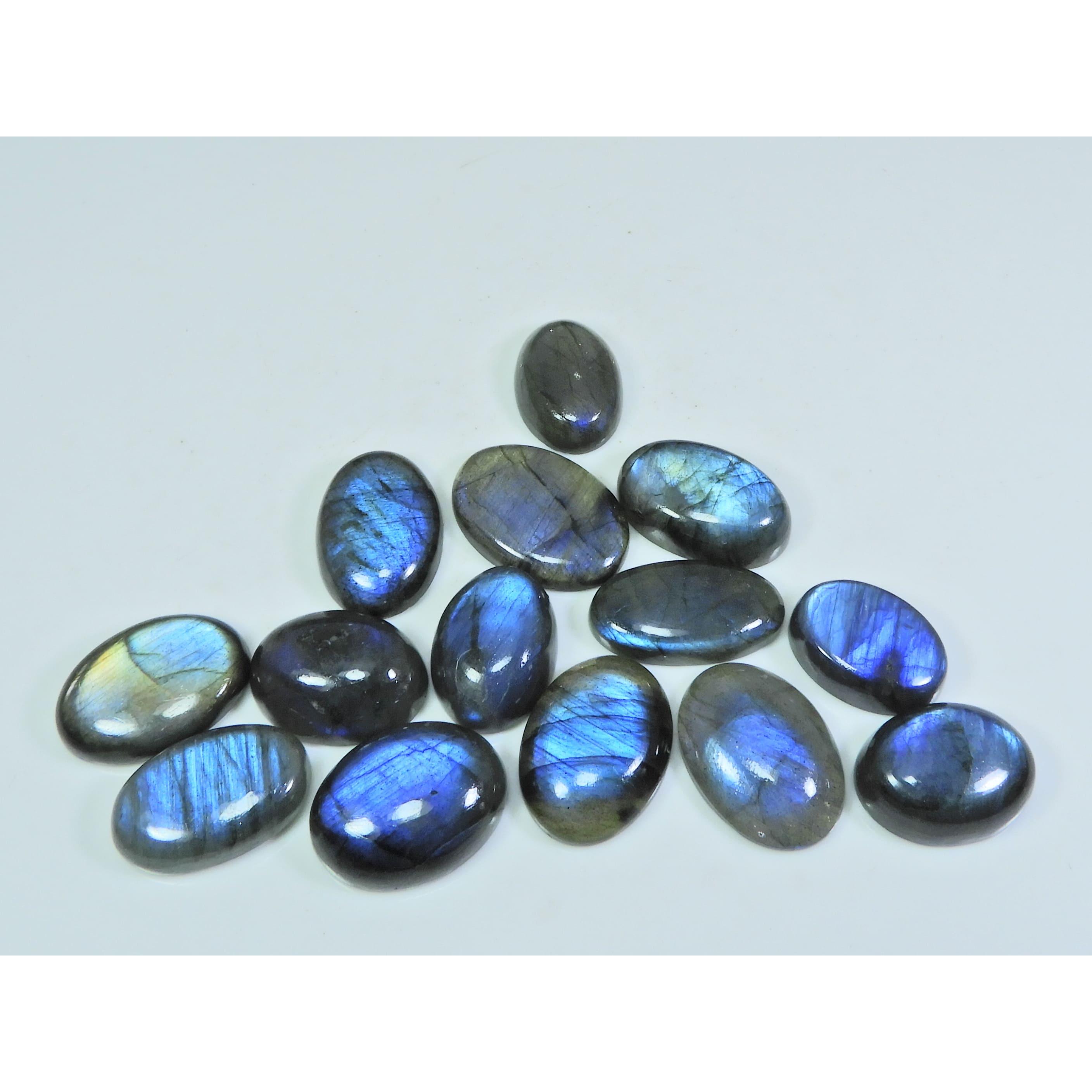 

3X18-13X20MM Natural Blue Labradorite Oval Cabochon Loose Gemstone 14Pcs Lot SY-353