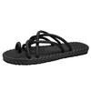 New beach versatile thick bottom casual fashion high sense woven flat bottom flip-flops summer slippers men