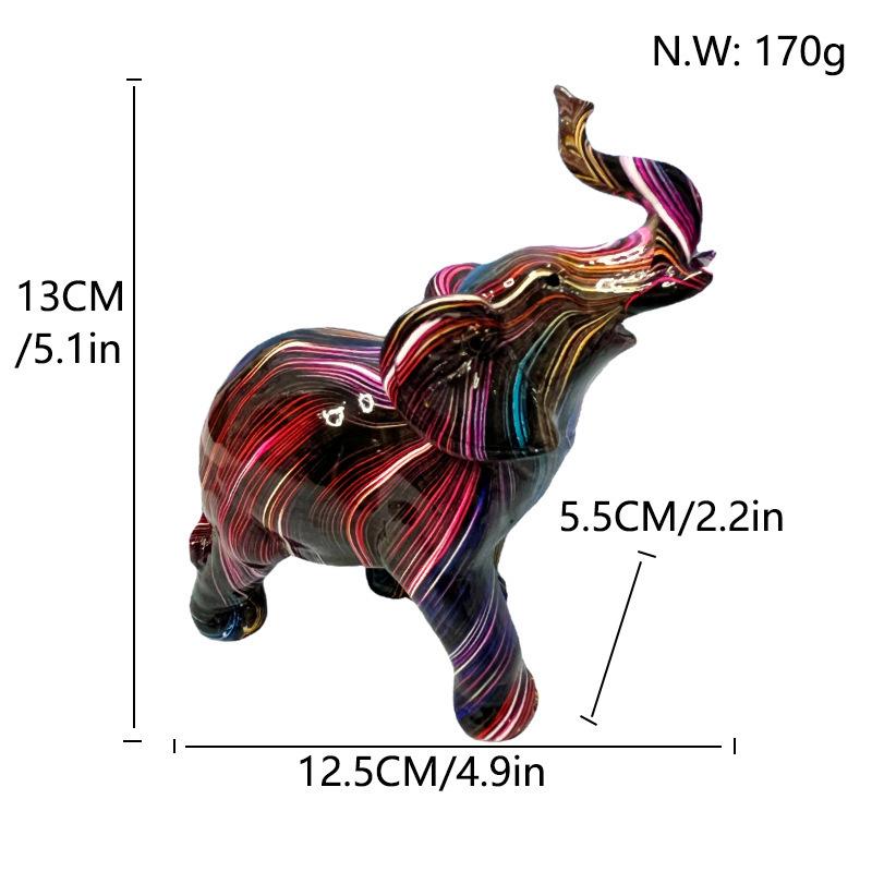 New Creative Resin Crafts Graffiti Colorful Elephant Ornaments Home Decor Living Room Foyer Desktop Ornaments Decorative Gifts