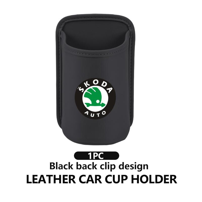 ADT1 For Skoda Car Door Cup Holder Leather Automotive Drink Rack Storage Bin Octavia A5 A7 RS Fabia Superb Rapid Karoq